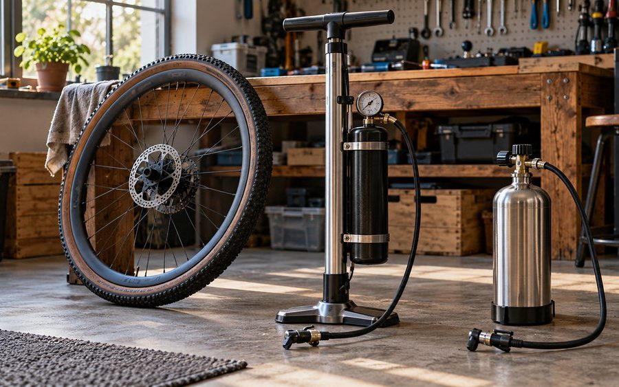 Bombas y depósitos para talonar tubeless de gravel